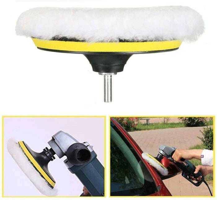 Kit 10 pz Spugna Lucidante Ceratura + adattatore per trapano lucidatrice 125mm