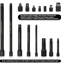Kit 18 Pezzi Prolunghe Prolunga di estensione + adattatori da 1/4" 3/8" 1/2"