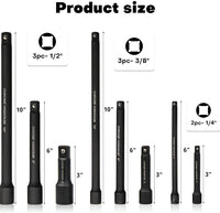 Kit 18 Pezzi Prolunghe Prolunga di estensione + adattatori da 1/4" 3/8" 1/2"