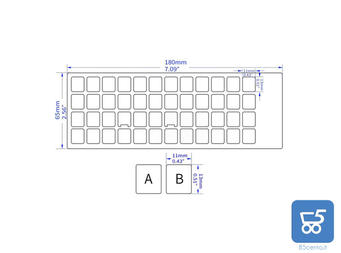 Kit 2 Adesivi Tastiera Silver Argento Layout ITALIANO per Tastiera PC Notebook