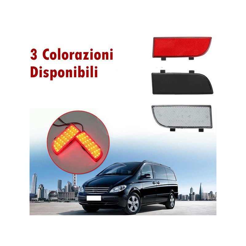Kit 2 Fanali Posteriori A Led Trasparente Luce Bianco Rosso Per Mercedes Benz Sprinter 2012 Viano 2010-2015