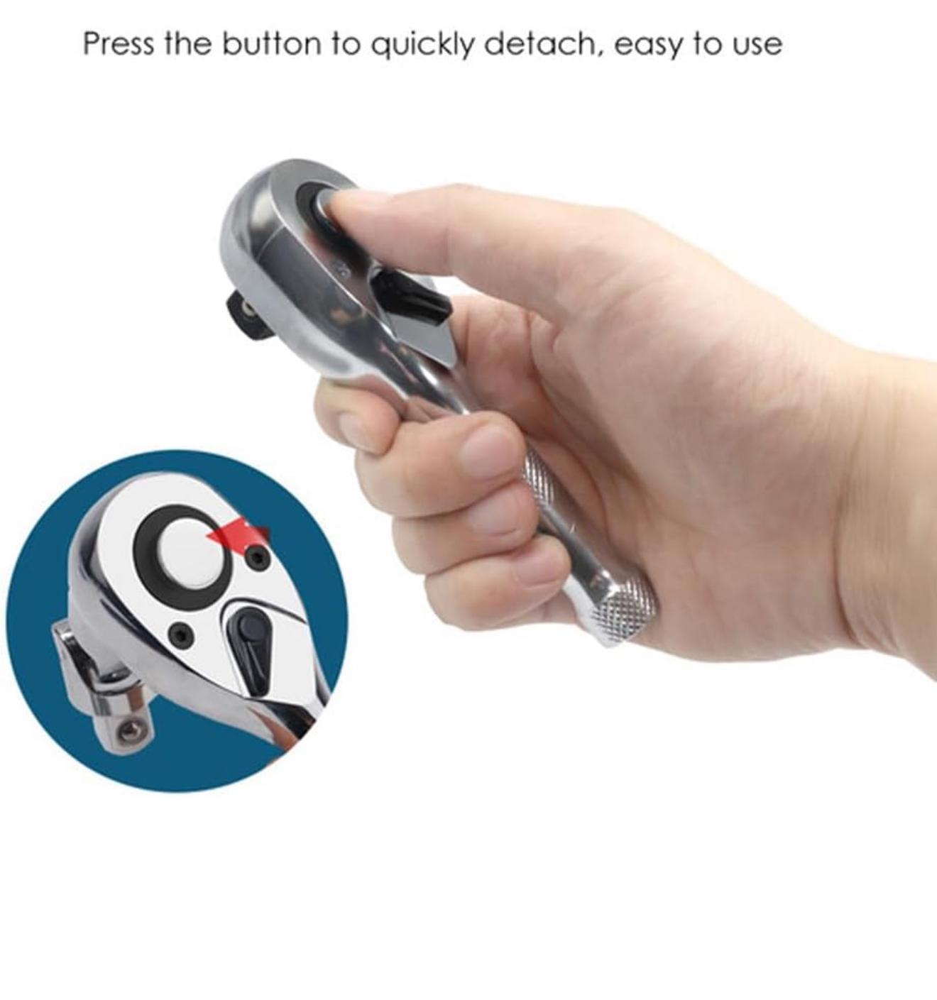 Kit 3 Chiave a Cricchetto Professionale Per Officina 72 Denti 1/4" 3/8" 1/2"