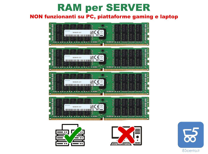 Kit 4 Banchi RAM Samsung per SERVER 16GB DDR4 2Rx4 PC4-2400T RA1 11 MC0 M393A2G40DB1-CRC4Q - RICONDIZIONATO