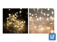 Kit 4 Pezzi Luci LED Colore Bianco Caldo con Filo di Rame Lunghezza 5 metri a Batteria 2 AA (batterie non incluse)