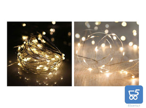 Kit 4 Pezzi Luci LED Colore Bianco Caldo con Filo di Rame Lunghezza 5 metri a Batteria 2 AA (batterie non incluse)