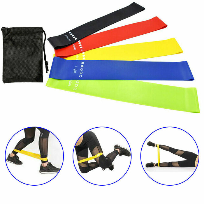 Kit 5 fasce bande elastiche elastici fitness palestra di resistenza allenamento