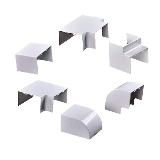 Kit 6 Accessori Per Canaline Passacavi 40X25mm, Connettore Lineare, Forma L, Forma T, Angolare Piatto Interno Esterno, Colore Bianco