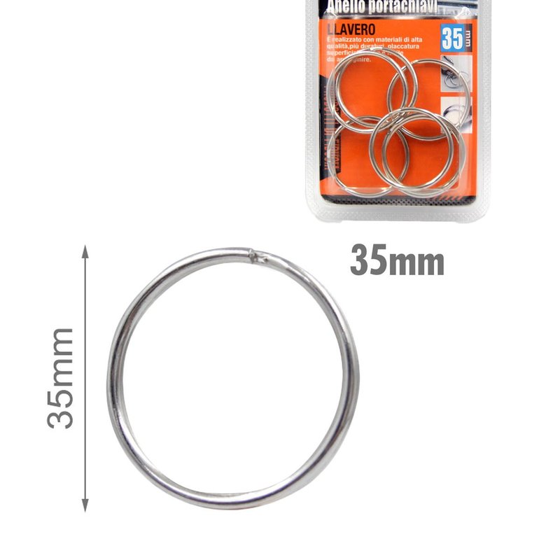 Kit 6 Pezzi Anello Portachiavi in Metallo 35 millimetri