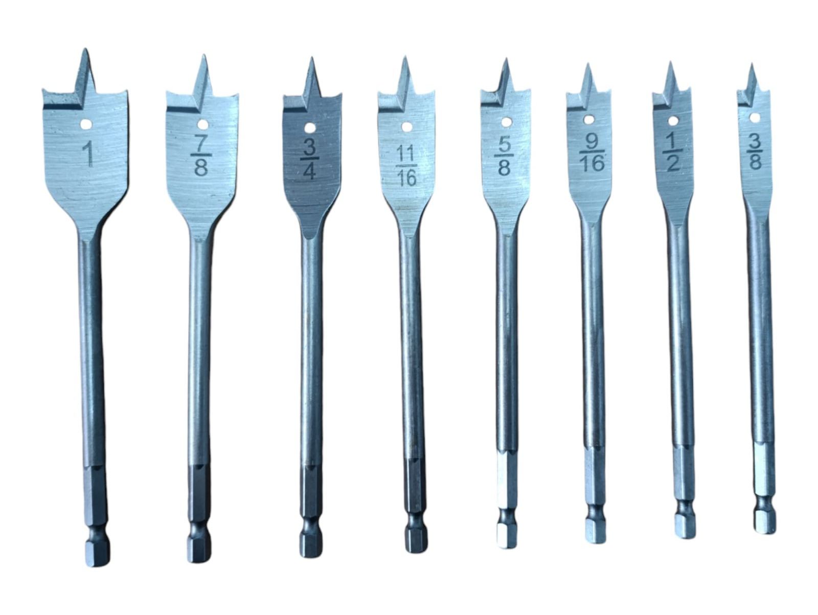 Kit 8 Pezzi Mecchie Mecchia per Legno Punte Piatte a Paletta per Trapano
