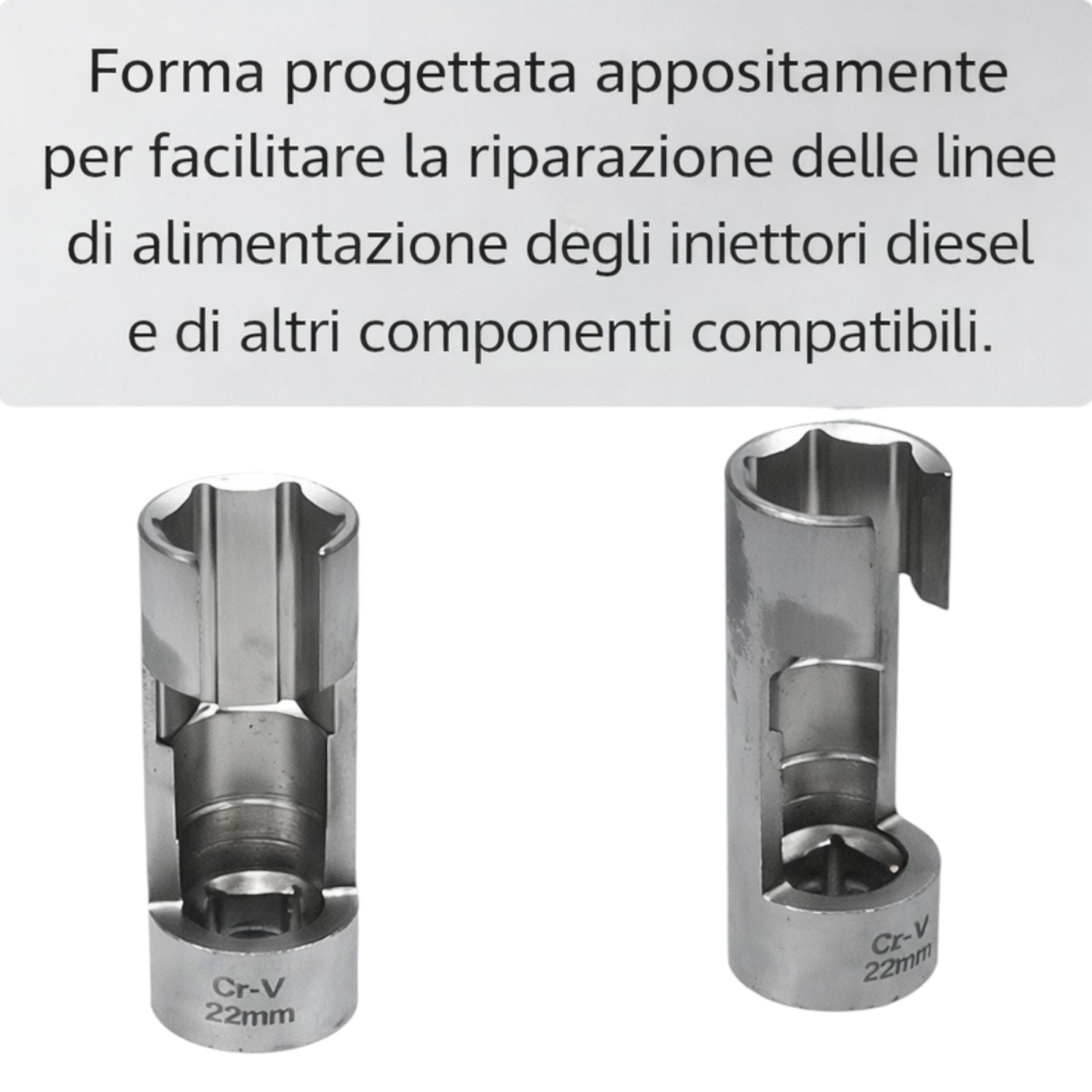 Kit 9 Chiavi a Bussola per iniettori Diesel da 10-22mm Attacco 1/4" 3/8" 1/2"