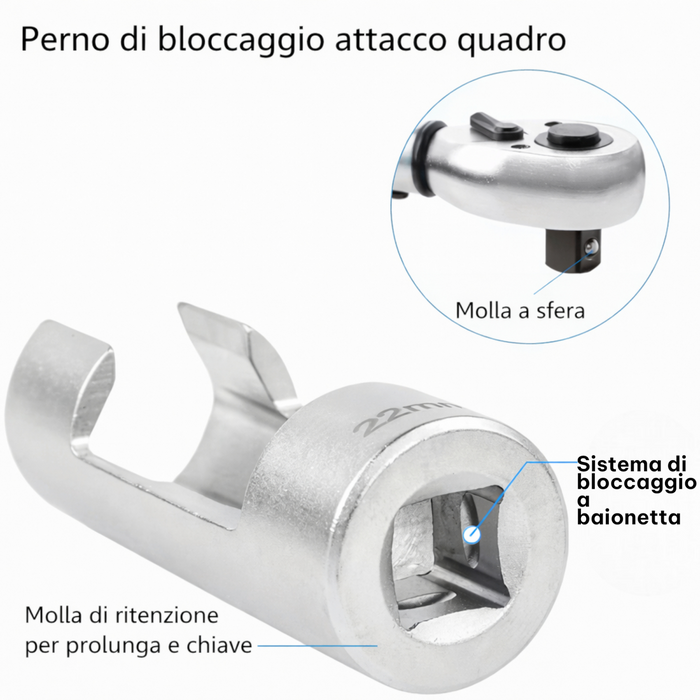 Kit 9 Chiavi a Bussola per iniettori Diesel da 10-22mm Attacco 1/4" 3/8" 1/2"