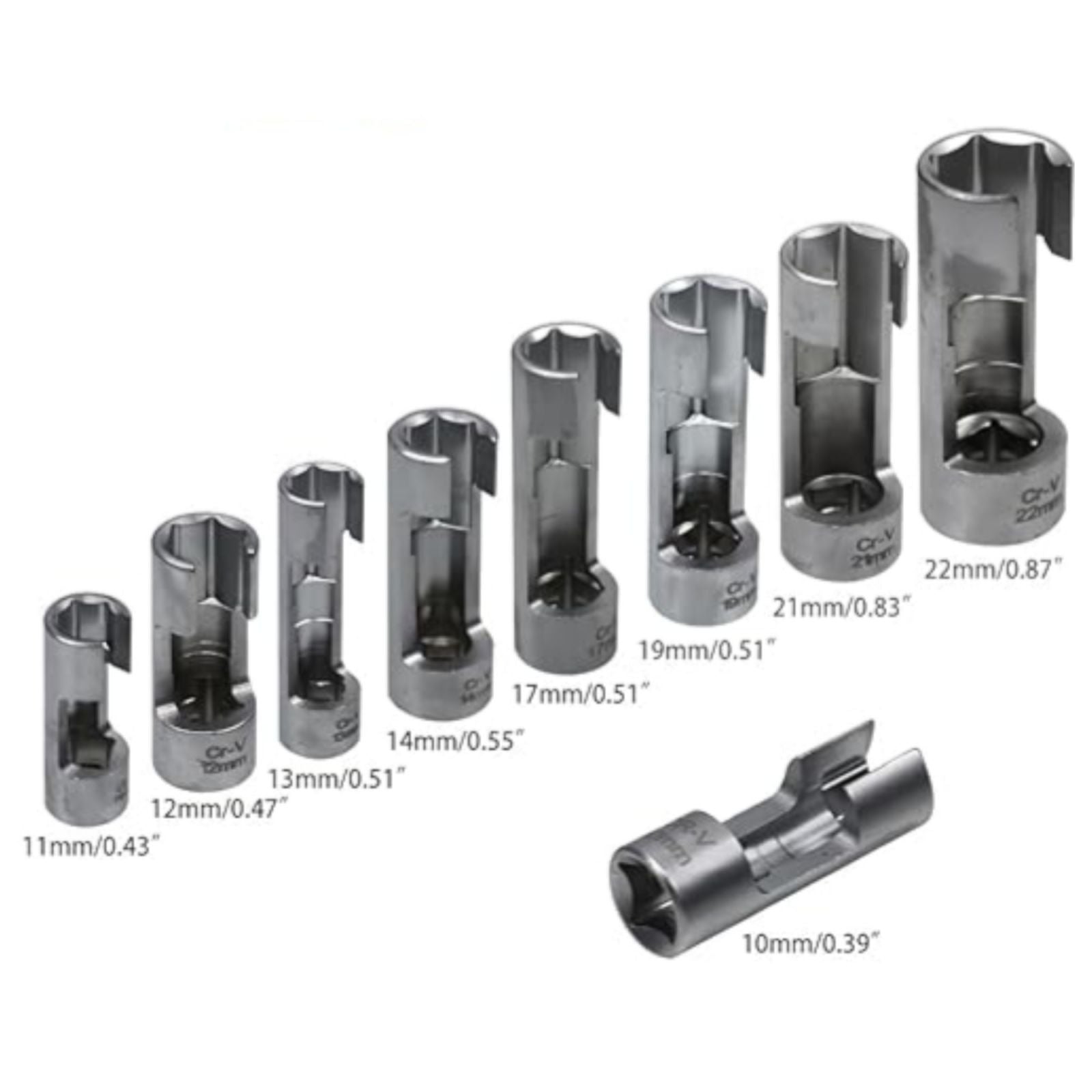 Kit 9 Chiavi a Bussola per iniettori Diesel da 10-22mm Attacco 1/4" 3/8" 1/2"