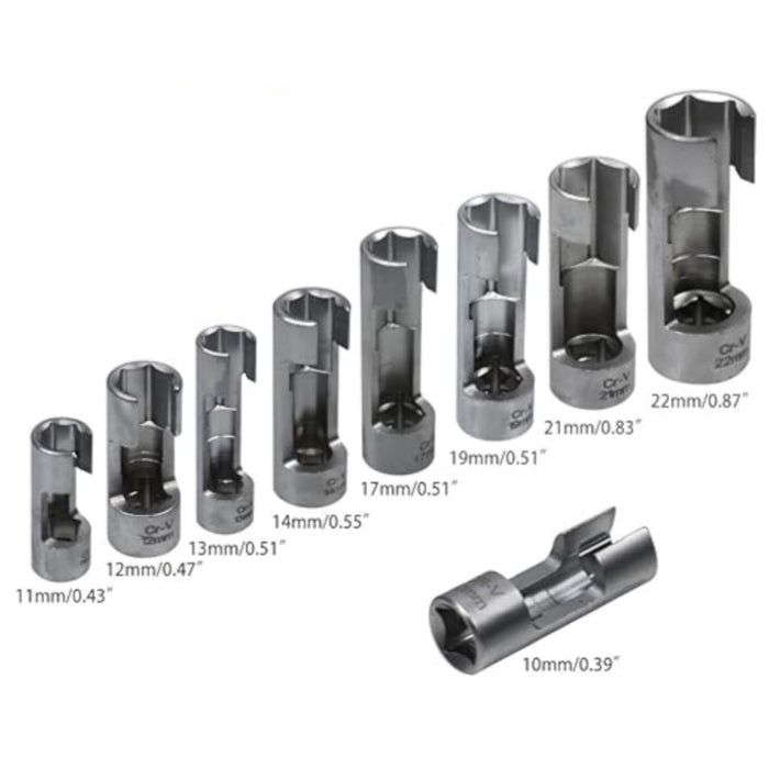 Kit 9 Chiavi a Bussola per iniettori Diesel da 10-22mm Attacco 1/4" 3/8" 1/2"