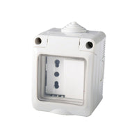 Kit Contenitore Cassetta Elettrica Esterna 1 Presa Bipasso 10/16A+1 Interruttore Con Coperchio Stagno IP55, Montaggio Da Parete Esterno,Omologato IMQ