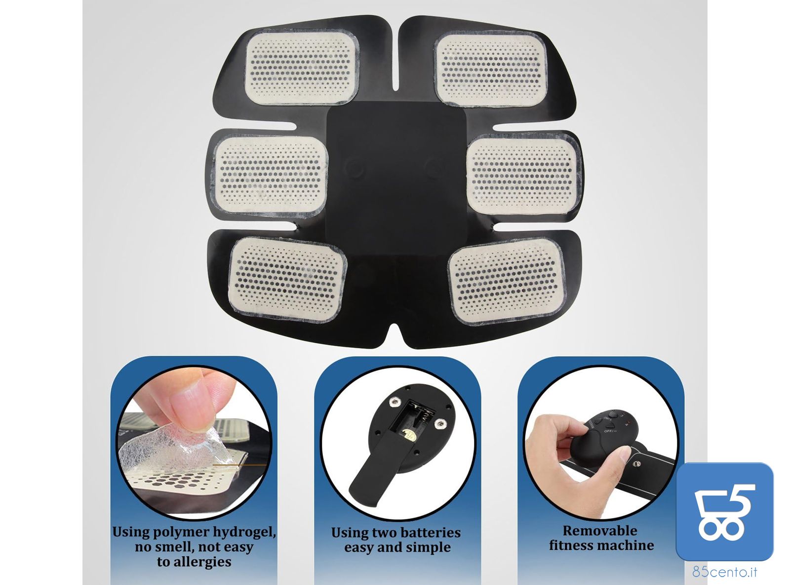 Kit Elettrostimolatore Muscolare Addominali e Braccia Uomo Donna 3 Dispositivi