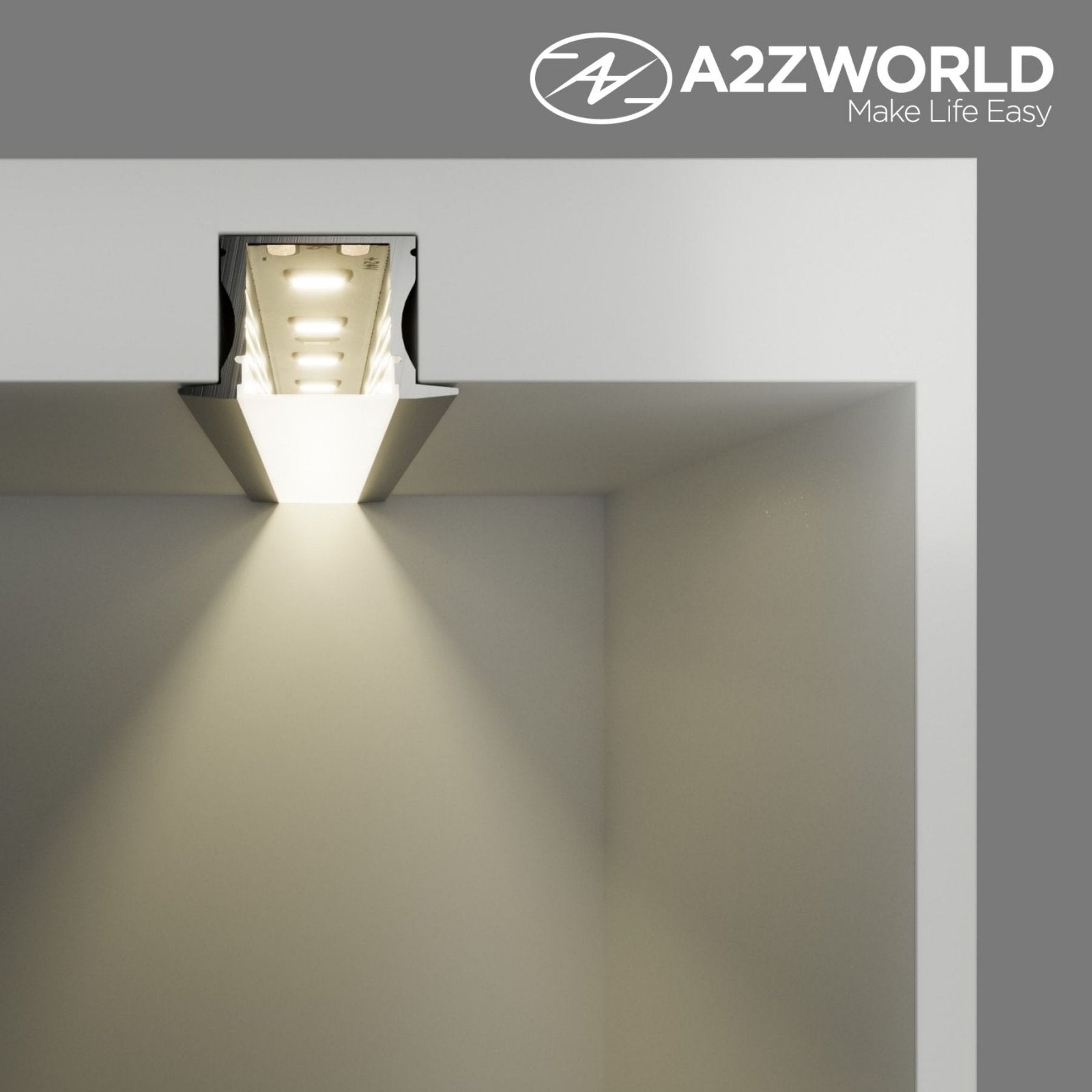 Kit Profilo Alluminio Completo Da 2 Metri Per Striscia Led, Alta Profonda da Incasso, Dimensione 24.5*14.2mm, Larghezza Interna 12mm, 140g/m, Copertura Opale, Tappi Chiusura e Clip Fissaggio Incluso,BAV3351,BA2515