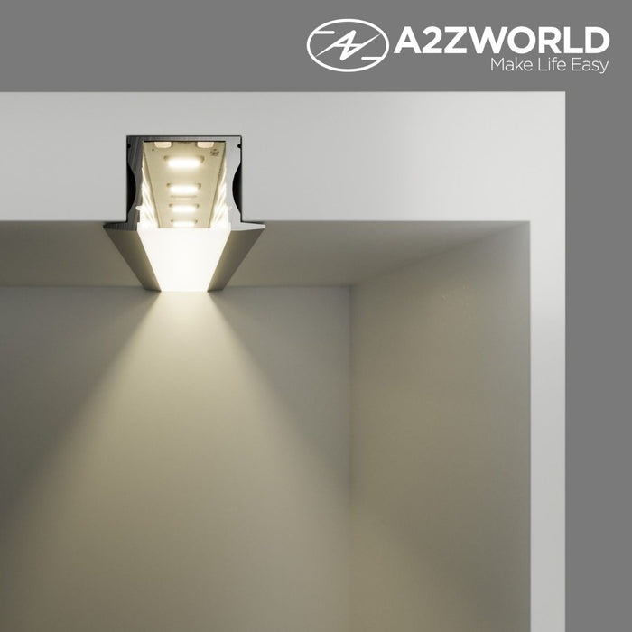 Kit Profilo Alluminio Completo Da 2 Metri Per Striscia Led, Alta Profonda da Incasso, Dimensione 24.5*14.2mm, Larghezza Interna 12mm, 140g/m, Copertura Opale, Tappi Chiusura e Clip Fissaggio Incluso,BAV3351,BA2515