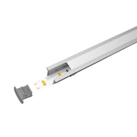 Kit Profilo Alluminio Completo Da 2 Metri Per Striscia Led, Alta da Incasso, Dimensione 22*14.27mm, Larghezza Interna 10mm, 114g/m, Copertura Opale, Tappi Chiusura e Clip Fissaggio Incluso