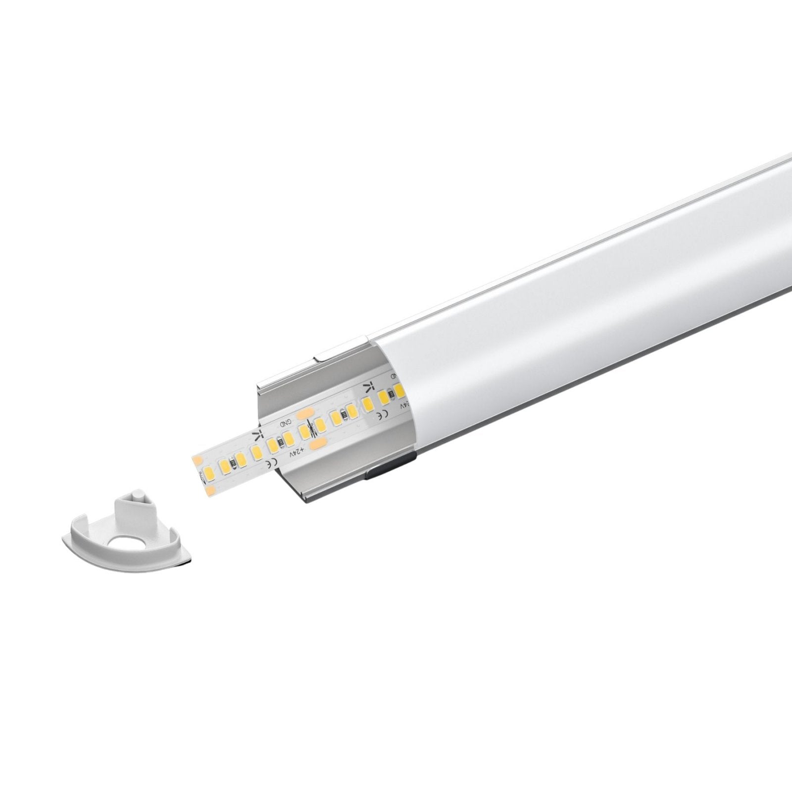 Kit Profilo Alluminio Completo Da 2 Metri Per Striscia Led, Angolare Leggera, Dimensione 15.8*15.8mm, Larghezza Interna 10mm, 77g/m, Copertura Opale, Tappi Chiusura e Clip Fissaggio Incluso,BAV10322,BAV3353,BA1616