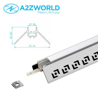 Kit Profilo Alluminio Completo Da 2 Metri Per Striscia Led, Angolare Esterno Da Incasso Con Alette Scomparsa,  Dimensione 47.3*22.6mm, Larghezza Interna 10mm, 242g/m, Copertura Opale, Tappi Chiusura e Clip Fissaggio Incluso,BAV3361
