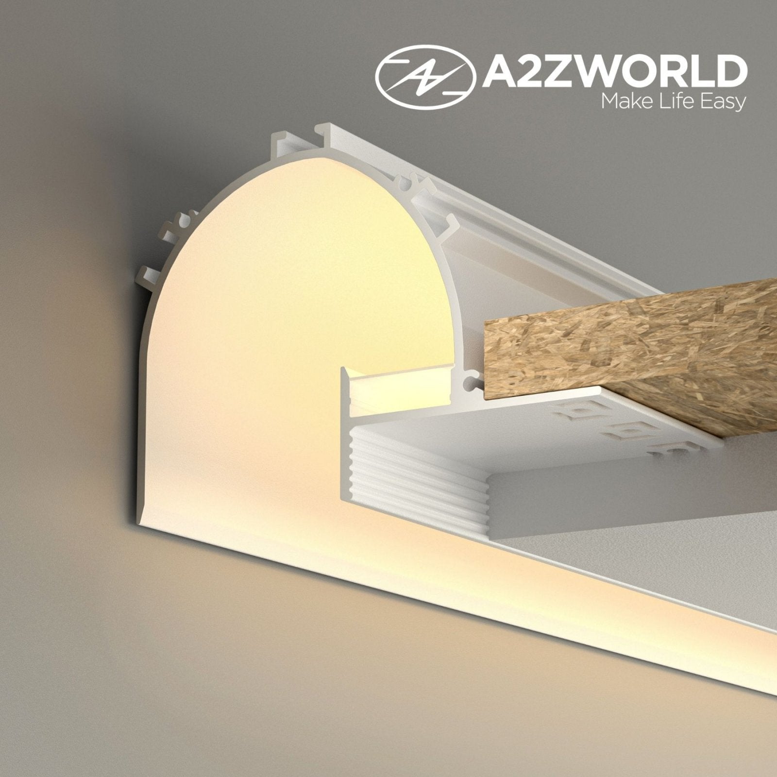 Kit Profilo Alluminio Completo Da 2 Metri Per Striscia Led, Da Cartongesso Illuminazione Indiritta, Dimensione 95.5*70.1mm, Larghezza Interna 20mm, 1333g/m, Copertura Opale, Tappi Chiusura e Clip Fissaggio Incluso