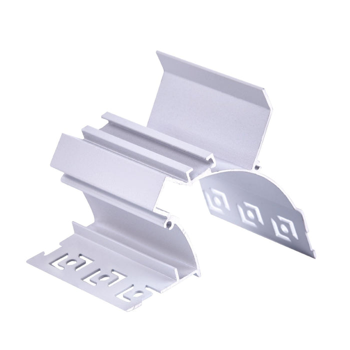 Kit Profilo Alluminio Completo Da 2 Metri Per Striscia Led, Da Cartongesso Illuminazione Indiritta, Dimensione 77.9*70.3mm, Larghezza Interna 10.5mm, 675g/m, Copertura Opale, Tappi Chiusura e Clip Fissaggio Incluso