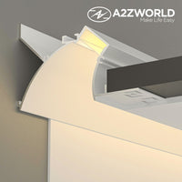 Kit Profilo Alluminio Completo Da 2 Metri Per Striscia Led, Da Cartongesso Illuminazione Indiritta, Dimensione 90*57.7mm, Larghezza Interna 20mm, 811g/m, Copertura Opale, Tappi Chiusura e Clip Fissaggio Incluso