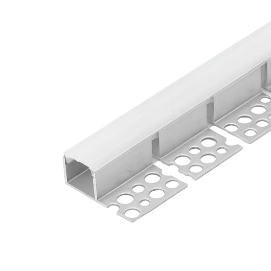 Kit Profilo Alluminio Completo Da 2 Metri Per Striscia Led, Da Incasso Cartongesso Curvabile Un Lato, Dimensione 35*12.5mm, Larghezza Interna 12mm, Copertura Opale, Tappi Chiusura e Clip Fissaggio Incluso