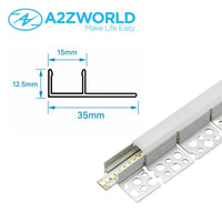 Kit Profilo Alluminio Completo Da 2 Metri Per Striscia Led, Da Incasso Cartongesso Curvabile Un Lato, Dimensione 35*12.5mm, Larghezza Interna 12mm, Copertura Opale, Tappi Chiusura e Clip Fissaggio Incluso