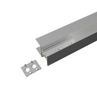 Kit Profilo Alluminio Completo Da 2 Metri Per Striscia Led, Doppio Esposizione Per Mensola, Dimensione 28.7*20.2mm, Larghezza Interna 10mm, 202g/m, Copertura Opale, Tappi Chiusura e Clip Fissaggio Incluso