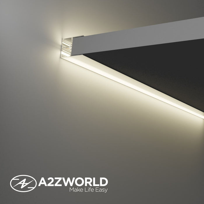 Kit Profilo Alluminio Completo Da 2 Metri Per Striscia Led, Doppio Esposizione Per Mensola, Dimensione 28.7*20.2mm, Larghezza Interna 10mm, 202g/m, Copertura Opale, Tappi Chiusura e Clip Fissaggio Incluso