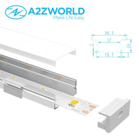 Kit Profilo Alluminio Completo Da 2 Metri Per Striscia Led, Larga Da Incasso, Dimensione 26.7*10mm, Larghezza Interna 17mm, 122g/m, Copertura Opale, Tappi Chiusura e Clip Fissaggio Incluso,BAV23175