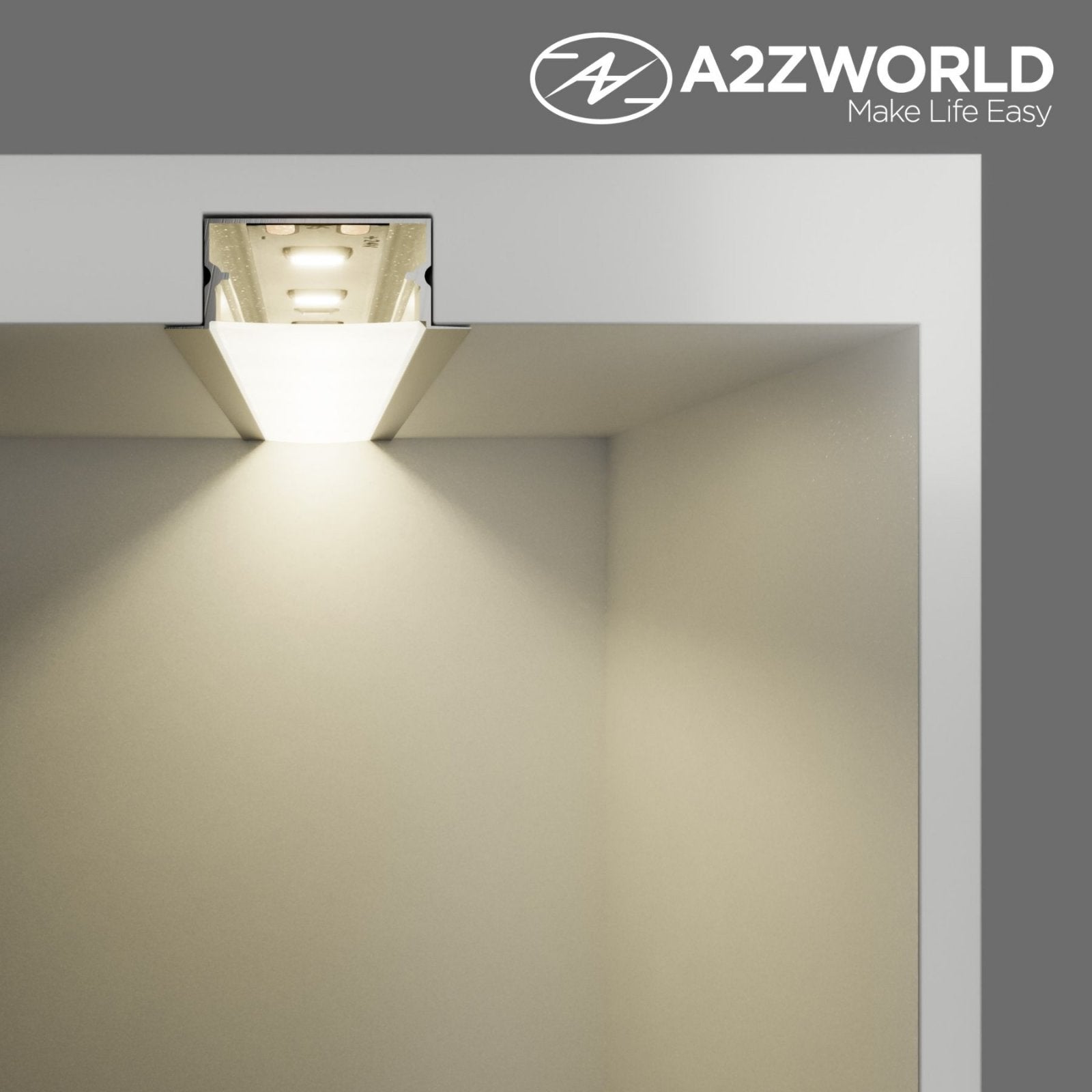 Kit Profilo Alluminio Completo Da 2 Metri Per Striscia Led, Larga Da Incasso, Dimensione 26.7*10mm, Larghezza Interna 17mm, 122g/m, Copertura Opale, Tappi Chiusura e Clip Fissaggio Incluso,BAV23175