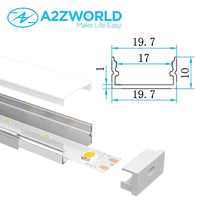 Kit Profilo Alluminio Completo Da 2 Metri Per Striscia Led, Larga Standard, Dimensione 19.7*10mm, Larghezza Interna 17mm, 109g/m, Copertura Opale, Tappi Chiusura e Clip Fissaggio Incluso,BAV23174