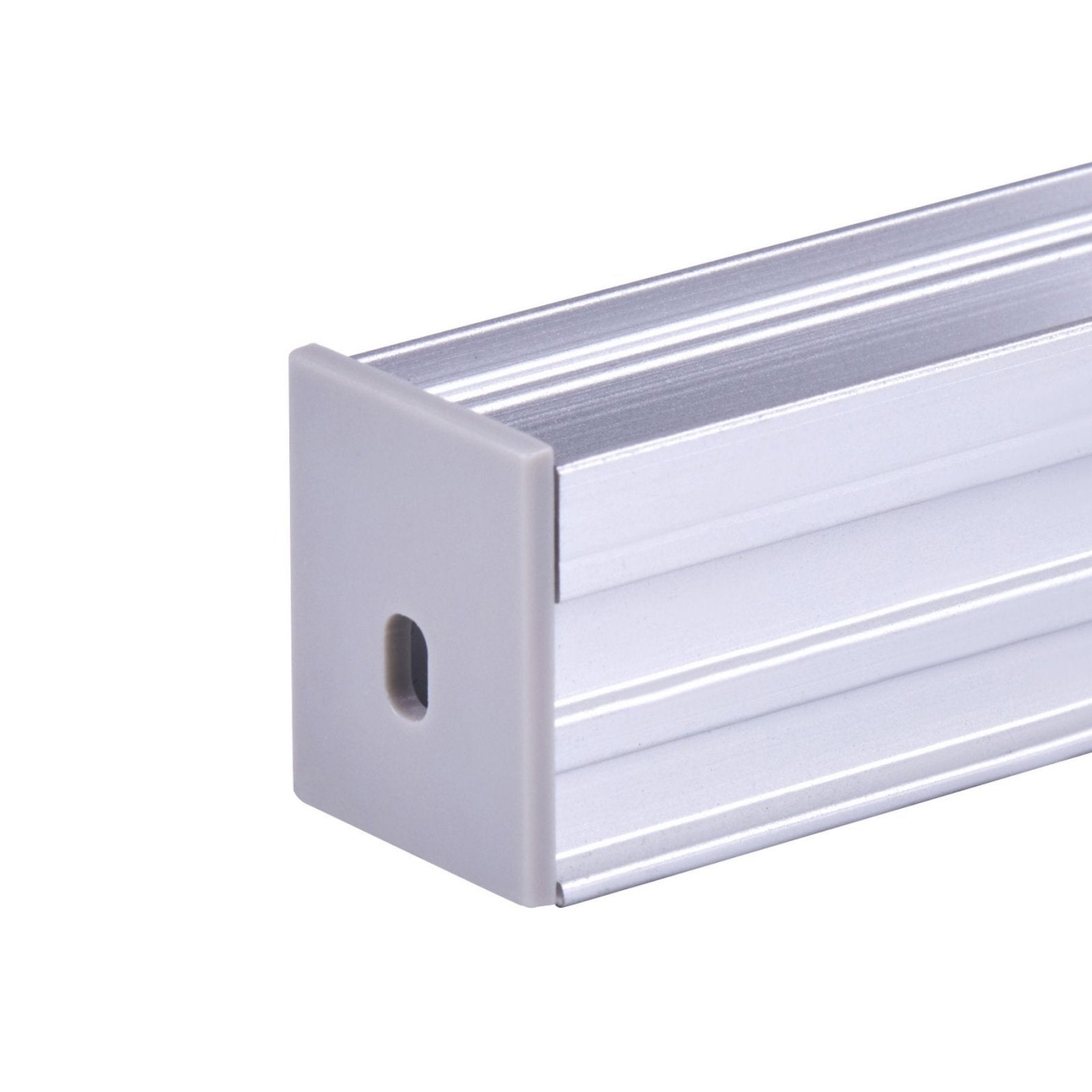 Kit Profilo Alluminio Completo Da 2 Metri Per Striscia Led, Larga e Alta Da Incasso, Dimensione 21.3*25.6mm, Larghezza Interna 12mm, 317g/m, Copertura Opale, Tappi Chiusura e Clip Fissaggio Incluso