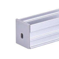 Kit Profilo Alluminio Completo Da 2 Metri Per Striscia Led, Larga e Alta Da Incasso, Dimensione 21.3*25.6mm, Larghezza Interna 12mm, 317g/m, Copertura Opale, Tappi Chiusura e Clip Fissaggio Incluso