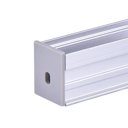Kit Profilo Alluminio Completo Da 2 Metri Per Striscia Led, Larga e Alta Da Incasso, Dimensione 21.3*25.6mm, Larghezza Interna 12mm, 317g/m, Copertura Opale, Tappi Chiusura e Clip Fissaggio Incluso