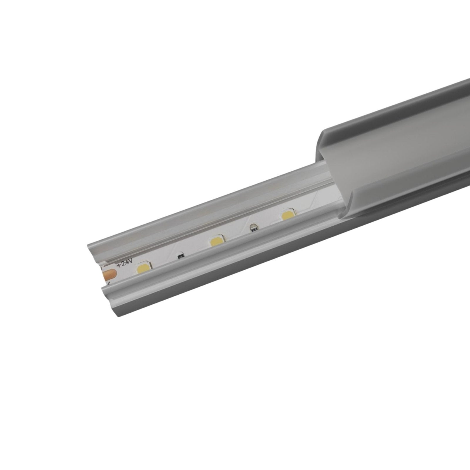 Kit Profilo Alluminio Completo Da 2 Metri Per Striscia Led, Slim, Dimensione 10.9*11.2mm, Larghezza Interna 5mm, 95g/m, Copertura Opale, Tappi Chiusura e Clip Fissaggio Incluso