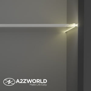 Kit Profilo Alluminio Completo Da 2 Metri Per Striscia Led, Slim, Dimensione 10.9*11.2mm, Larghezza Interna 5mm, 95g/m, Copertura Opale, Tappi Chiusura e Clip Fissaggio Incluso