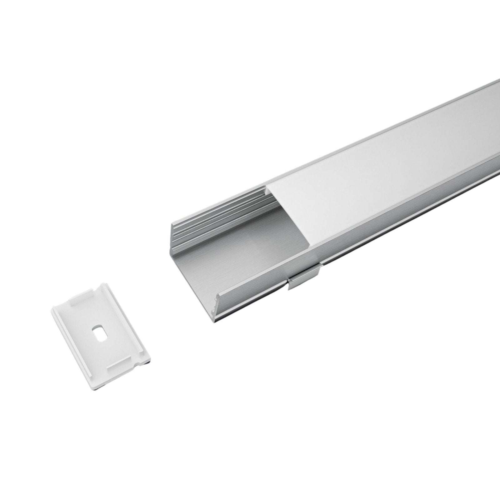 Kit Profilo Alluminio Completo Da 2 Metri Per Striscia Led, Super Larga e Alta, Dimensione 30*20mm, Larghezza Interna 25mm, 234g/m, Copertura Opale, Tappi Chiusura e Clip Fissaggio Incluso,BAV3371