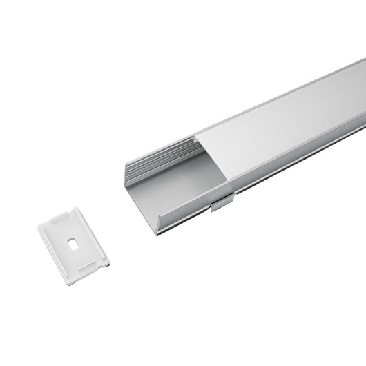 Kit Profilo Alluminio Completo Da 2 Metri Per Striscia Led, Super Larga e Alta, Dimensione 30*20mm, Larghezza Interna 25mm, 234g/m, Copertura Opale, Tappi Chiusura e Clip Fissaggio Incluso,BAV3371