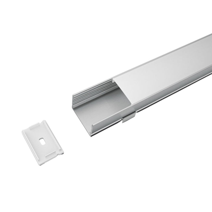 Kit Profilo Alluminio Completo Da 2 Metri Per Striscia Led, Super Larga e Alta, Dimensione 30*20mm, Larghezza Interna 25mm, 234g/m, Copertura Opale, Tappi Chiusura e Clip Fissaggio Incluso,BAV3371