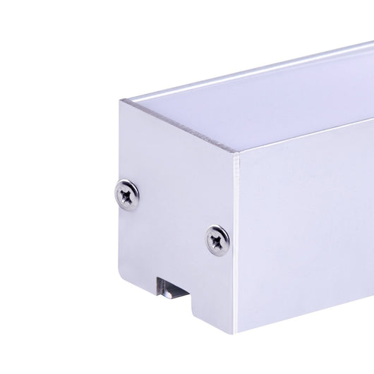 Kit Profilo Alluminio Completo Da 2 Metri Per Striscia Led, Super Larga e Alta, Dimensione 35*35mm, Larghezza Interna 30mm, 455g/m, Copertura Opale, Tappi Chiusura e Clip Fissaggio Incluso