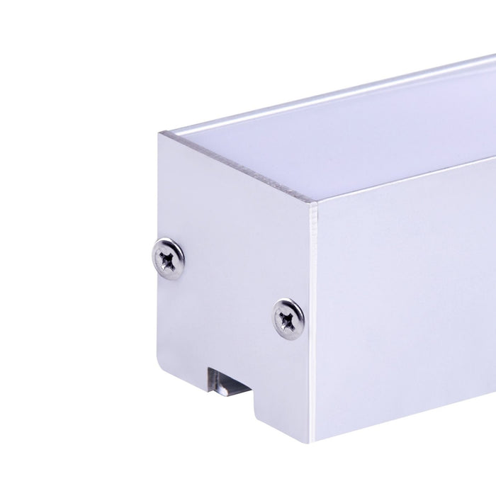 Kit Profilo Alluminio Completo Da 2 Metri Per Striscia Led, Super Larga e Alta, Dimensione 35*35mm, Larghezza Interna 30mm, 455g/m, Copertura Opale, Tappi Chiusura e Clip Fissaggio Incluso