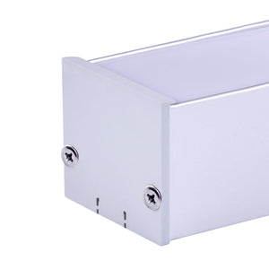 Kit Profilo Alluminio Completo Da 2 Metri Per Striscia Led, Super Larga e Alta, Dimensione 40*34.8mm, Larghezza Interna 34mm, 412g/m, Copertura Opale, Tappi Chiusura e Clip Fissaggio Incluso