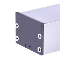 Kit Profilo Alluminio Completo Da 2 Metri Per Striscia Led, Super Larga e Alta, Dimensione 48.5*35mm, Larghezza Interna 44mm, 479g/m, Copertura Opale, Tappi Chiusura e Clip Fissaggio Incluso