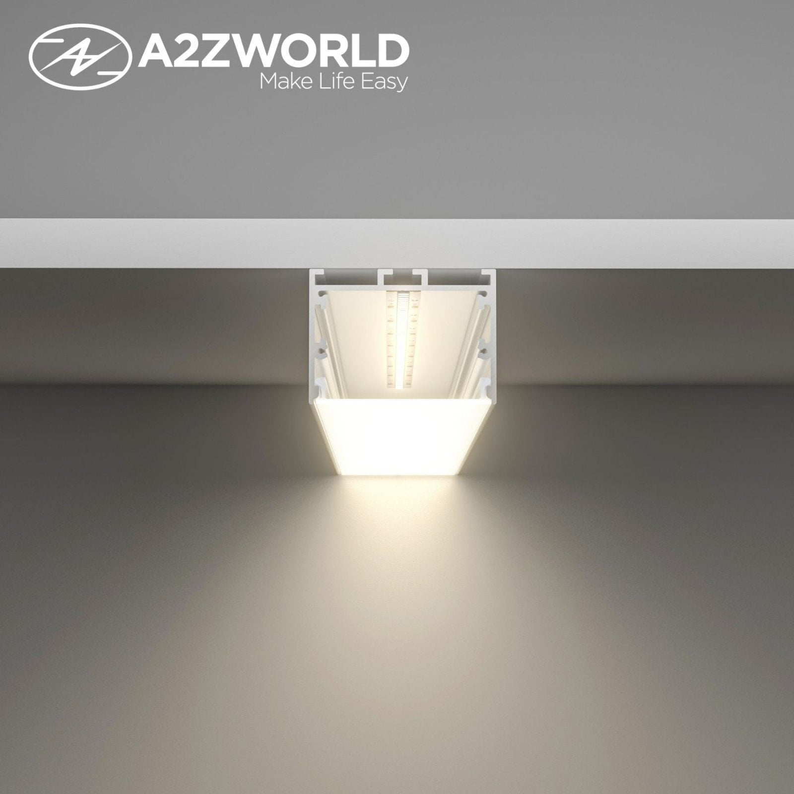 Kit Profilo Alluminio Completo Da 2 Metri Per Striscia Led, Super Larga e Alta, Dimensione 48.5*35mm, Larghezza Interna 44mm, 479g/m, Copertura Opale, Tappi Chiusura e Clip Fissaggio Incluso