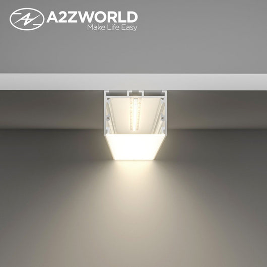 Kit Profilo Alluminio Completo Da 2 Metri Per Striscia Led, Super Larga e Alta, Dimensione 48.5*35mm, Larghezza Interna 44mm, 479g/m, Copertura Opale, Tappi Chiusura e Clip Fissaggio Incluso