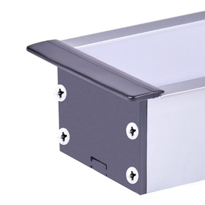 Kit Profilo Alluminio Completo Da 2 Metri Per Striscia Led, Super Larga e Alta Da Incasso, Dimensione 63.5*35mm, Larghezza Interna 44mm, 515g/m, Copertura Opale, Tappi Chiusura e Clip Fissaggio Incluso