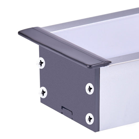 Kit Profilo Alluminio Completo Da 2 Metri Per Striscia Led, Super Larga e Alta Da Incasso, Dimensione 63.5*35mm, Larghezza Interna 44mm, 515g/m, Copertura Opale, Tappi Chiusura e Clip Fissaggio Incluso